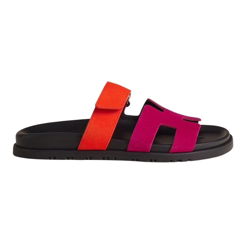 Hermès Chypre Sandals 'Rose Chapas / Orange Synthétique'